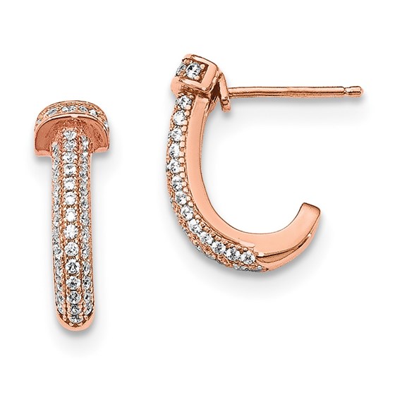Sterling Silver Rosetone & Zirconia Brilliant Embers Earrings Sterling Silver Rosetone & Zirconia Brilliant Embers Earrings